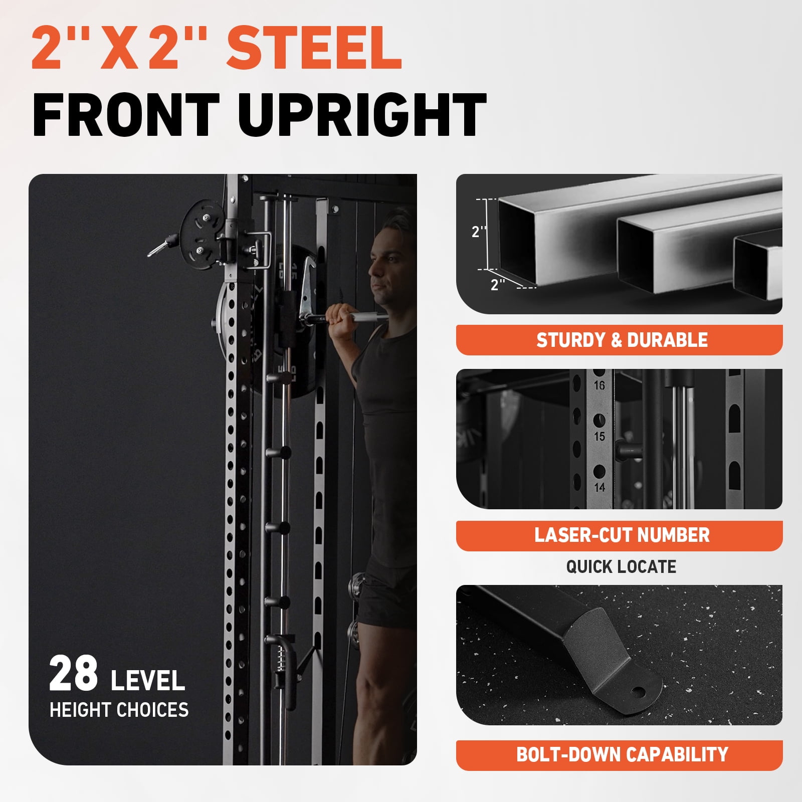 Mikolo Smith Machine, All-in-One Power Rack Cage with Vertical Leg Press, 2000LBS Power Cage Squat Rack with Smith Bar, Dual Pulley Cable Crossover System for Home Gym with Adjustable Dumbbells