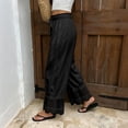 thumbnail image 6 of Women Linen Lace Trim Long Bloomers Pants Ruffle Victorian Vintage Pantaloons Summer Beach Travel Vacation Pants Black L, 6 of 6