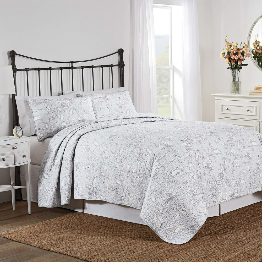 Nostalgia Tiffany Ultra Soft Floral Cotton 3 Piece Quilt Set, Light