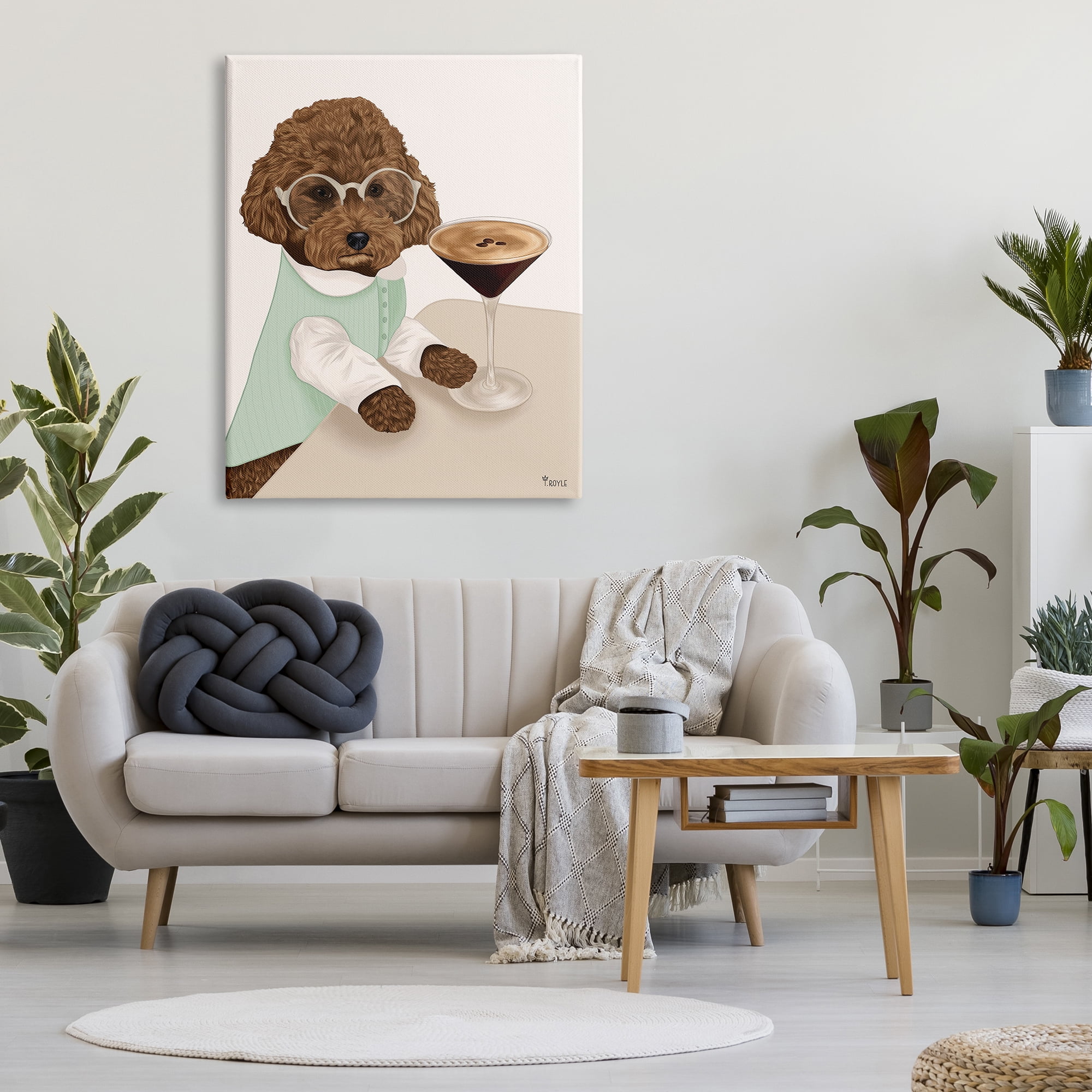 Stupell Industries Dog with Espresso Martini Animals & Insects Painting Gallery Wrapped Canvas Art Print Wall Art, 36 x 48
