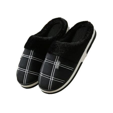 

SIMANLAN Unisex Lightweight Warm Slipper Casual Plush Lining Bedroom Breathable Non-slip Winter Warn L Slippers Men s New Black 11-11.5