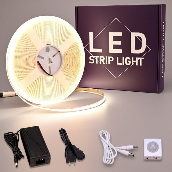 Tira de Luz LED COB GOMING Blanco Natural Sensor de Movimiento con Adaptador para Armarios y Escaler