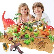 85PCS Realistic Dinosaur Toys with Activity Fossil Puzzle Playmat,Educational Dinosaur Adventure Figures Toy to Creating a Dino World Game, for Kids Boys and Girls Age 3+
