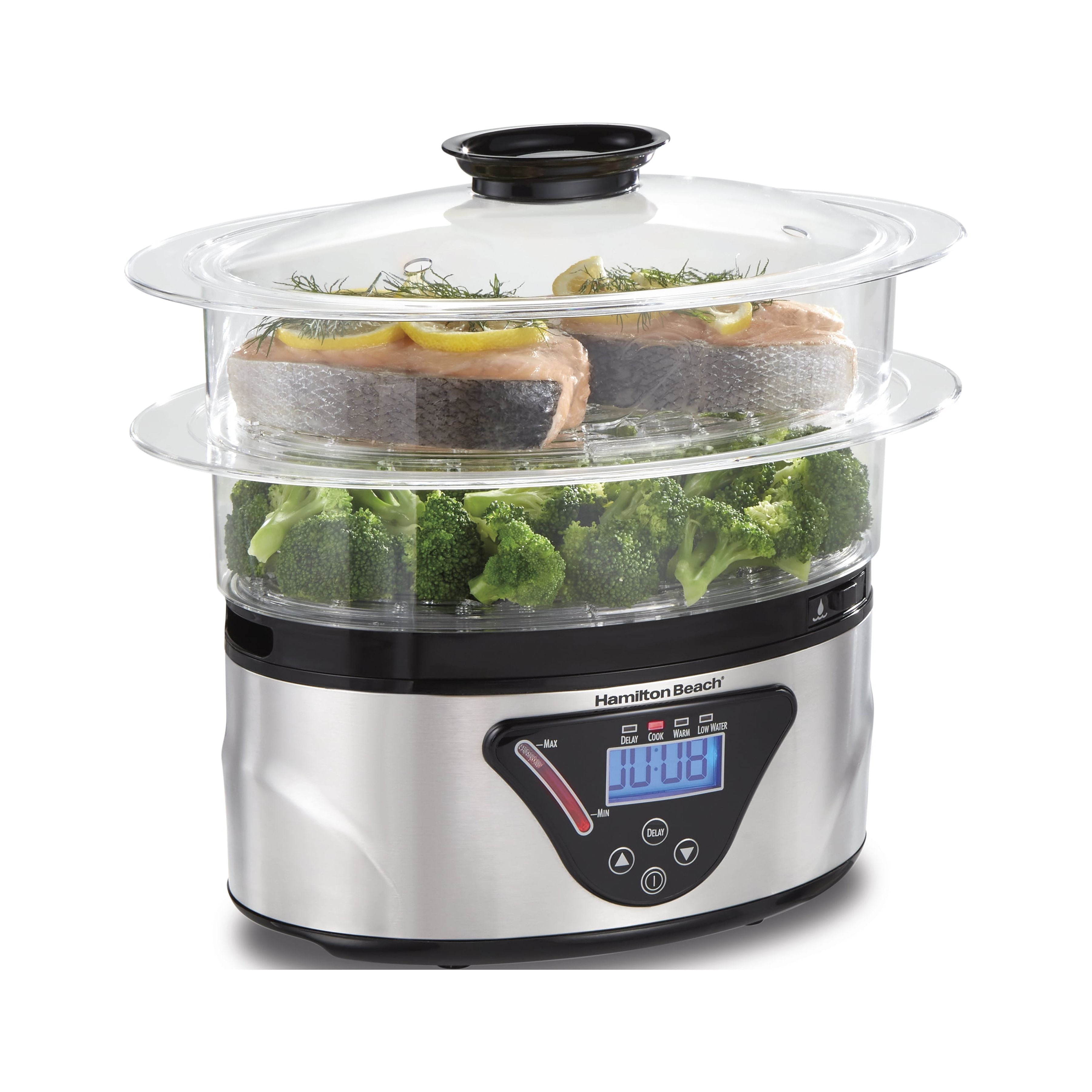 Hamilton Beach Digital Food Steamer, Vegetable Steamer and Rice Cooker, Programmable, 5.5 Qt., Black