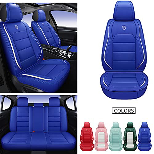 Black Full Set INCH EMPIRE Car Seat Cover Water Proof Synthetic Leather with Single Line Fit for Sedan Pickup Truck Hatchback SUV 