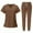 19# Brown, variant on HKYNLAG Scrubs for Women Set V-Neck Pocket Top & Drawstring Jogger Scrub Pants Stretch Nursing Scrubs Set Uniform Mint Green S