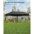 thumbnail image 2 of 10x20 Pop Up Canopy Tent with 4 Sidewalls, Heavy Duty Outdoor Canopy UPF 50+ All Season Waterproof Commercial Street Vendors Party Tents with Roller Bag, 8 Stakes & 6 Sandbags, Black, 2 of 7