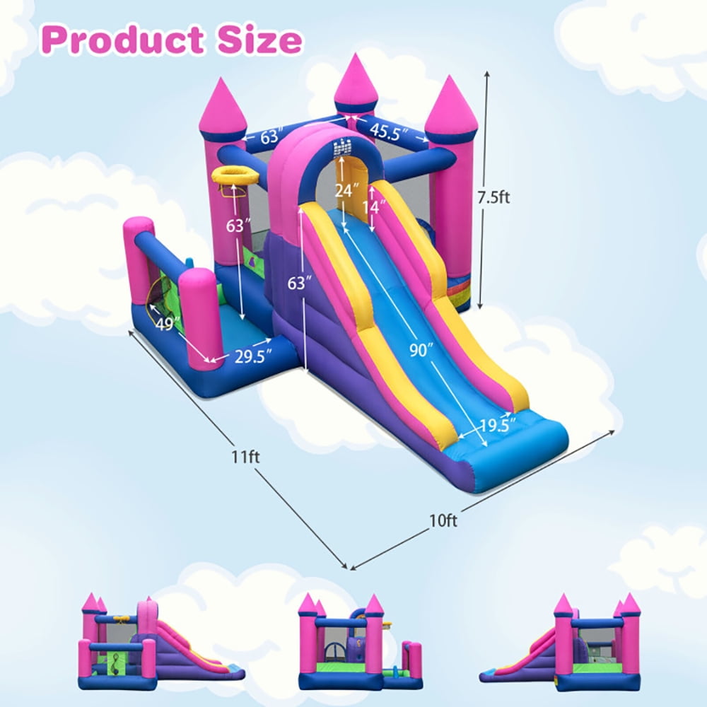 Aimee Lii 7-in-1 Kids Inflatable Bounce House with Long Slide and 735W Blower, Playhouse for Kids Outdoor Aimee Lii 7-in-1 Kids Inflatable Bounce House with Long Slide and 735W Blower, Playhouse for Kids Outdoor