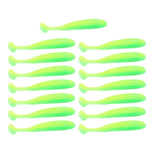 15 Uds. Cebo de pesca suave con cola en T de dos colores, señuelo suave de silicona Artificial, aparejos de pesca para agua dulce y saladaCOLOR:C