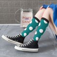 thumbnail image 3 of Lsque Teal And White Polka Dot Printed Crew Socks Men's Women's LightWeight Thin Casual Calf Socks ,Knee High Socks,Cotton Socks, 3 of 9