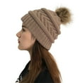 thumbnail image 2 of beishanbush Hats Women Solid Stitching Outdoor Plush Hats Crochet Knit Beanie Cap Peaked Cap Khaki, 2 of 4