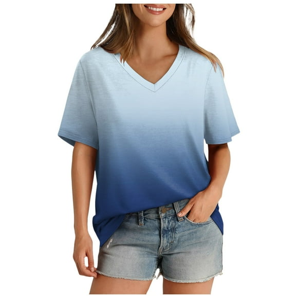 YDLCAFD Nike Shirts for Women Women's T Shirt V Neck Short Sleeved Casual Loose T Shirt Top Will Be Popular in 2025 Summer Tops Women Womens Summer Tops Trendy 2025