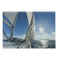 thumbnail image 1 of Sailboat Cutting Board, Sailing Boat in the Sea Maritime Speedy Beaming Sun Reflections Lifestyle Theme, Decorative Tempered Glass Cutting and Serving Board, Large Size, Blue White, by Ambesonne, 1 of 1