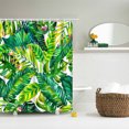 thumbnail image 4 of Cortina de ducha tropical, juego de cortinas de baño de tela de hoja de palma de plátano verde con ganchos decoración de baño lavable a máquina Adepaton 2034905-5, 4 of 8