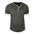 thumbnail image 3 of T-Shirts For Man Short Sleeve Crew Neck Henley Shirts Basic Grey Button Up Shirt Mens Work Shirts, 3 of 5
