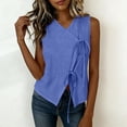 thumbnail image 4 of Women's Sleeveless V-Neck Linen Tank Top, Solid Color Casual Summer Blouse, 4 of 7