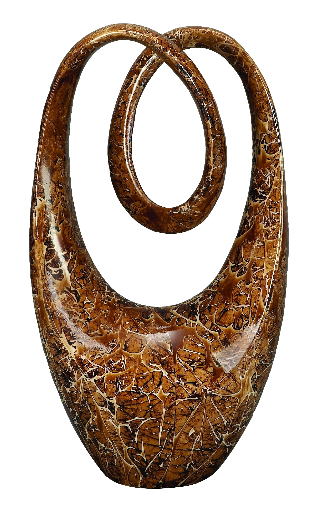 Decmode Modern 20 Inch Abstract Oval Loop Polystone Sculpture, Brown by DecMode