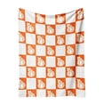 thumbnail image 2 of LOWLHOME Halloween Throw Blanket Orange Checkered Pumpkin Throw Blankets, Warm Cozy Lightweight Flannel Blanket, Bedroom Living Rooms Couch Decorations, Orange, 1 Count, 51*39 in, 2 of 4