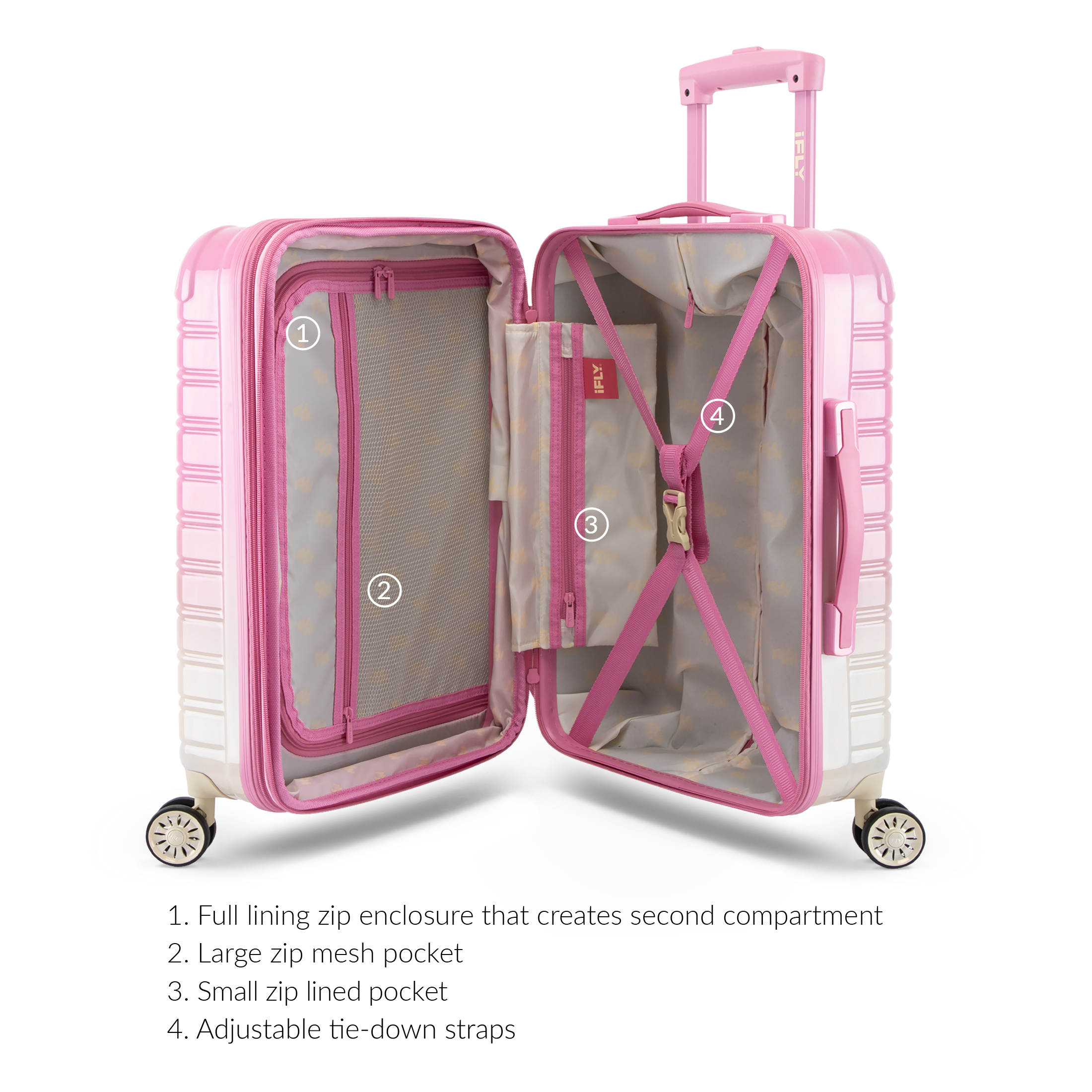 iFLY Hardside Fibertech Carry-on Luggage 20", Strawberry Lemonade - image 2 of 8
