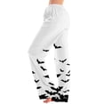 thumbnail image 2 of BWASD Pants for Women Halloween Bat Print Wide Leg Pants with Pockets Comfy Baggy Holiday Party Loungewear Casual Loose Soft Pajama Bottoms Home Daily Wear | S Size, 2 of 6