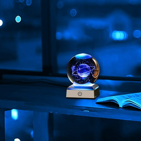 

Yjdsgif Clearence Night Lights Big Size 3D Crystal Ball Night Light 7-Colors Solid Crystal Ball Metal Base 3D Lasers Engraving Of Glass With Wooden Base USB Energy Supply Decoration Light Gifts