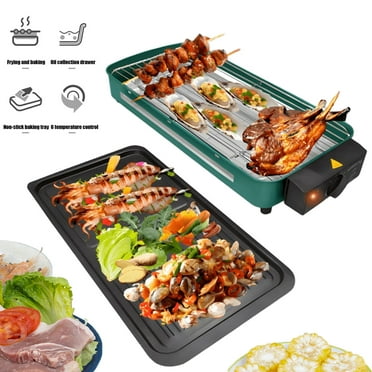 2-in-1 Multifunction Electric Griddle, Non-Stick Smokeless Electric Indoor Grill with Grill Pan & Grill Net, Intelligent Temperature Control, Fast and Even Heating, for Family and Party