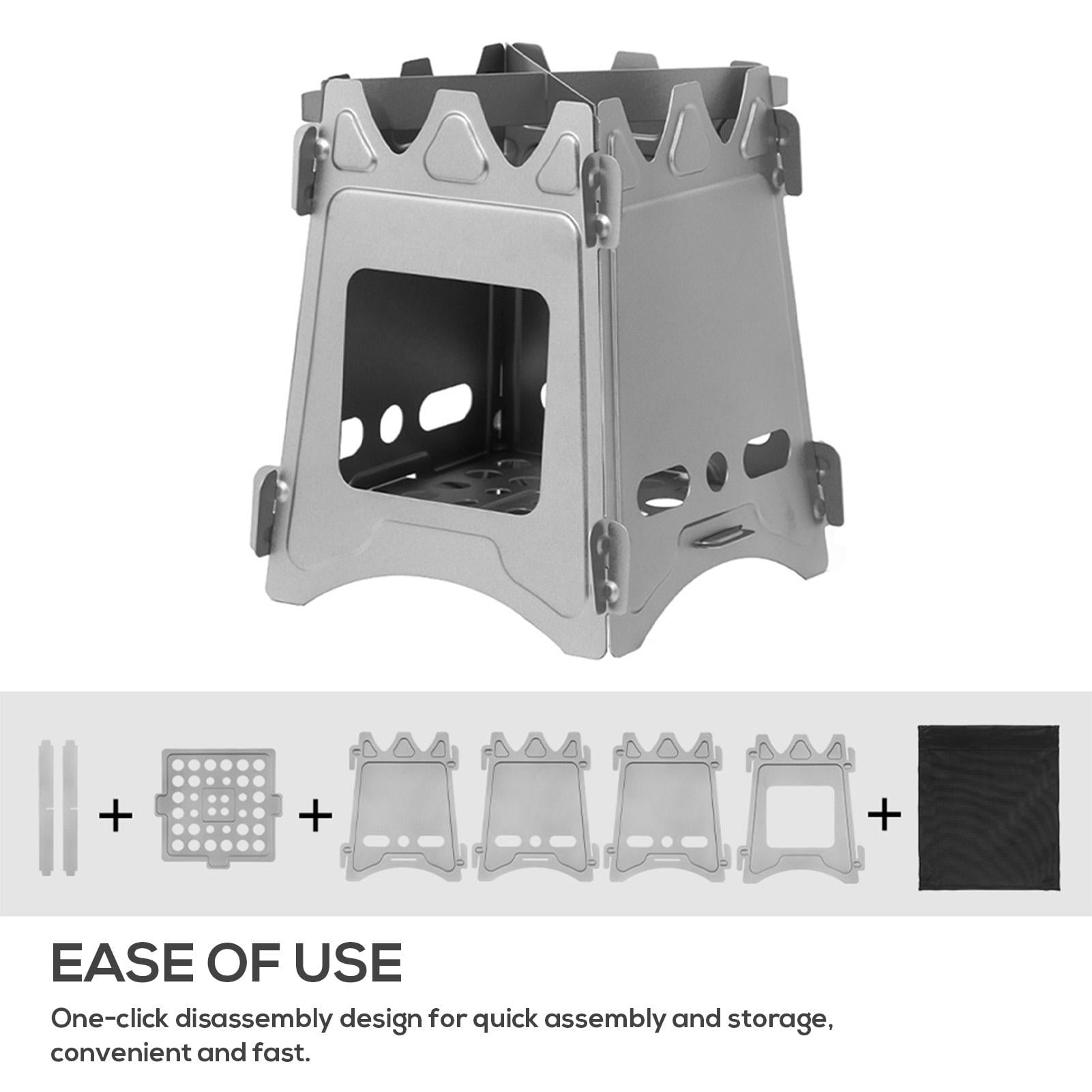 YAHHU Titanium Folding Wood Stove – Ultra‑Light 7.2oz Portable Stove for Backpacking, Camping, Survival & Picnics
