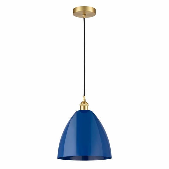 616-1P-SG-MBD-12-BL-Innovations Lighting-Plymouth Dome - 1 Light Cord Hung Mini Pendant In Industrial Style-14.75 Inches Tall and 12 Inches Wide-Satin
