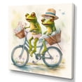thumbnail image 2 of Designart "Green Frogs Riding A Bike" Animal Frog Canvas Art Print, 2 of 5