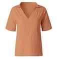 thumbnail image 4 of Mittory Women Lapel V Neck Linen Tops 3/4 Sleeve Spring Blouses Shirts Boho Style Dressy Casual Tunic Ladies Clothing, 4 of 7