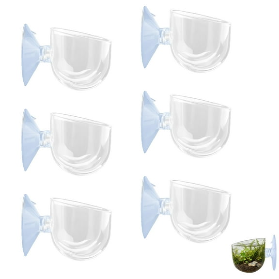 Sekonow 6 Pack Aquarium Plant Holder with Hole, Fish Tank Aquatic Plant Pot Cup with Large Suction Cup, Clear Acrylic Aquarium Planter for Fish Tank Aquascape Decorations