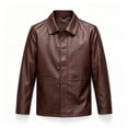 thumbnail image 4 of LYSMORA Men's Lapel Faux Leather Jacket Button Front Casual Outerwear Multi Pocket Shirt Style Coat for Daily Wear, 4 of 5