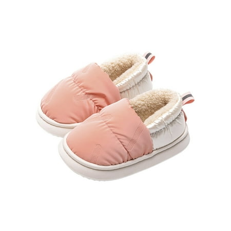 

UKAP Kids Slippers Memory Foam Warm House Shoes Soft Plush Winter Slipper Comfort Moccasins Unisex Indoor Shoe Slip On Lightweight Pink 6.5C-7C