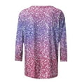 thumbnail image 6 of Gradient Women 3/4 Sleeve Shirts Summer Crewneck Tunic Top Fashion Going Out Basic Tee Shirt Blouse, 6 of 6