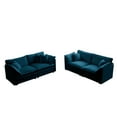 thumbnail image 5 of 2 - Piece Living Room Set, 2 Pieces Upholstered Loveseat and Couch for Home Office Lounge, Sofa Set of 2, 2-Piece (2+2 Seat) Couch Set for Living Room (Blue), 5 of 10