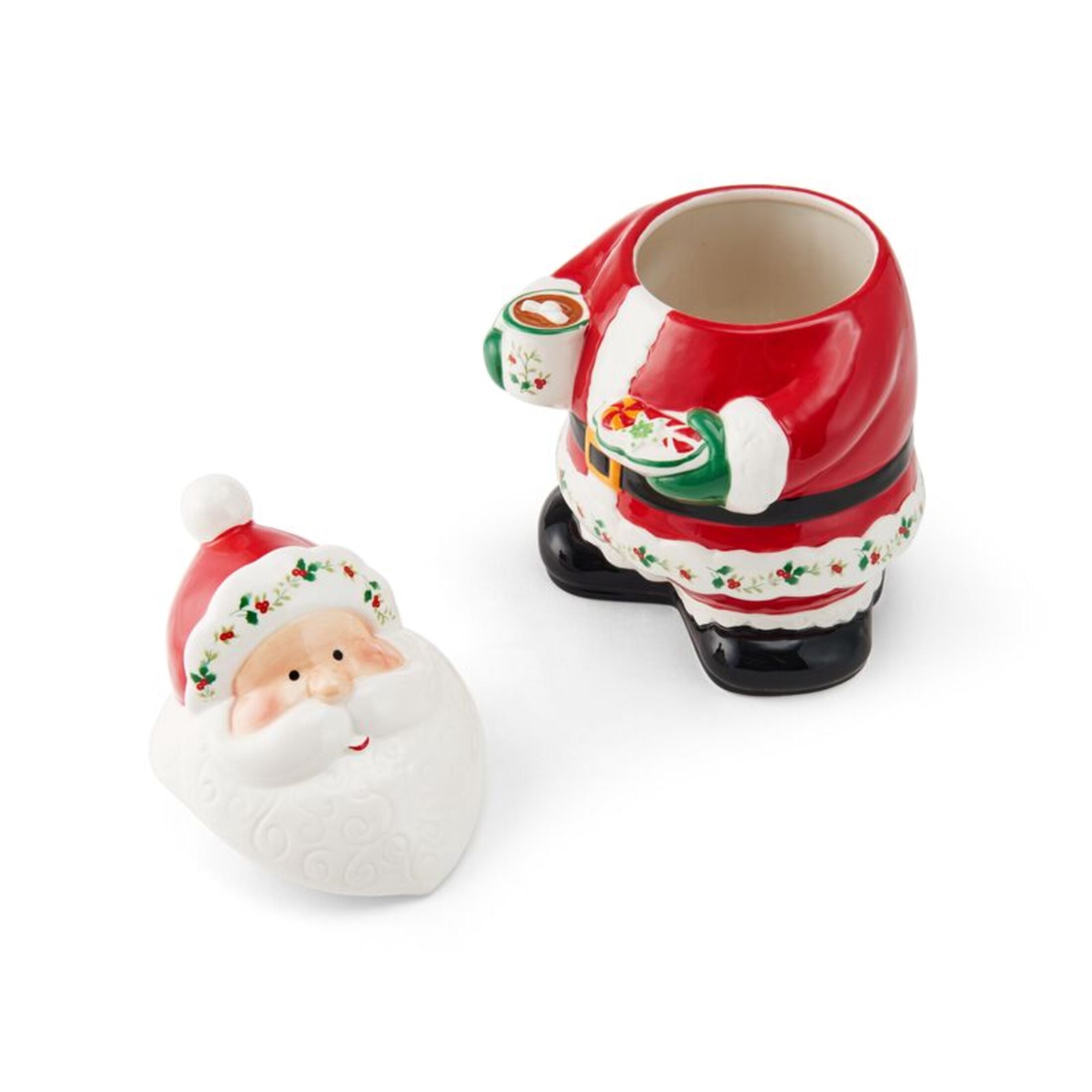 Pfaltzgraff Winterberry Cocoa Santa 10 in Cookie Jar
