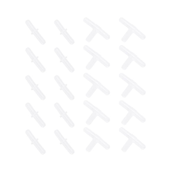 EeaseMX Conector de válvula de aire para acuario de 40 piezas, tubo en línea de plástico blanco (20 piezas en forma de T y 20 piezas en línea recta)