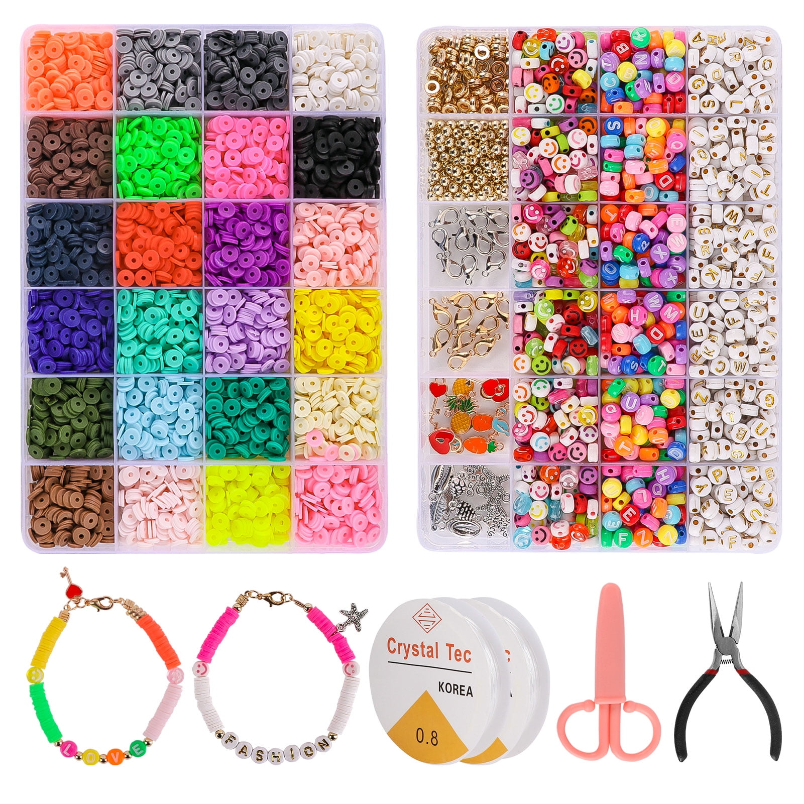 Flat Round Clay Spacer 6 mm 24 colors 6000 Pcs Clay Heishi Beads for Bracelets 