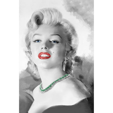 Canvas Wall Art Marilyn Monroe with Red Lips, 21.5" x 32.5" - Walmart.com