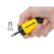 Maxcraft 60599 Gearless Stubby Ratchet Screwdriver 6 in 1 Bits Set Multi Bit