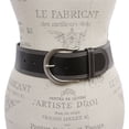 thumbnail image 3 of Womens 2 1/4" Wide Stitching Edged Plain High Waist Soft Cowhide Leather Belt, 3 of 5