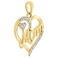 thumbnail image 2 of 10K Yellow Gold Genuine Round Diamond Mom Double Heart Pendant 1" Charm 1/8 CT., 2 of 5