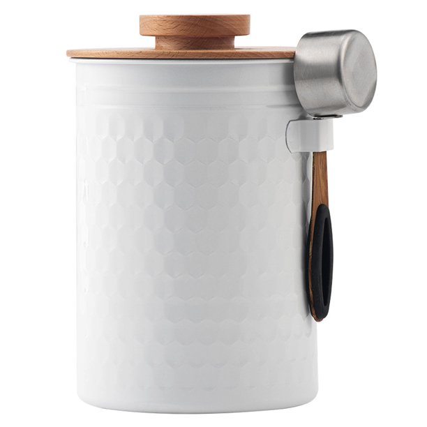 Recipiente de metal blanco para encimera de cocina, recipientes herméticos para harina y azúcar con cuchara, almacenamiento de café y té, decoración moderna de cocina de granja de gran capacidad