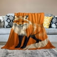 thumbnail image 2 of COMIO  Fox Blanket, Cute Fox Flannel Throw Blanket, Soft Plush Fox Gifts for Girls Boys, Kids Funny Birthday Ideas, White Orange, 2 of 6