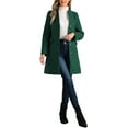 thumbnail image 2 of INSPIRE CHIC Women's Elegant Winter V Neck Long Sleeve Single Breasted Long Overcoat L Dark Green, 2 of 6