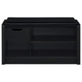 thumbnail image 2 of Aryn Storage Bench with Adjustable Shelf, Black Faux Leather, Black, 2 of 5