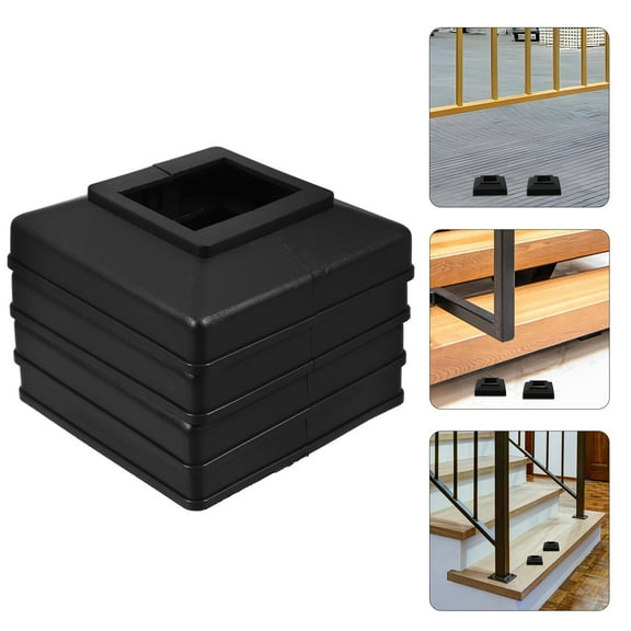 FRCOLOR 4Pcs Black Decorative Post Skirt Plastic Fence Post Cap Covers Easy Install for Outdoor Use