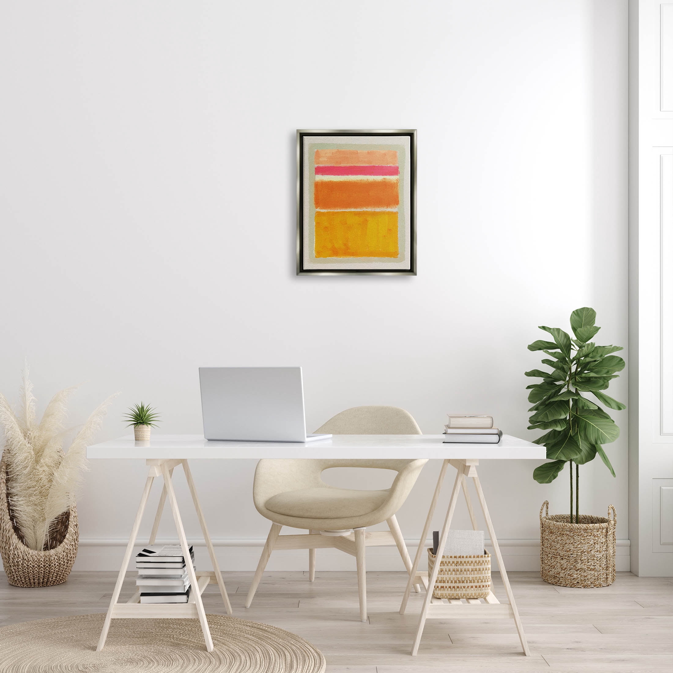 Stupell Industries Varied Orange Stripes Arrangement Painting Luster Gray Floating Framed Canvas Print Wall Art, Design by Victoria Barnes