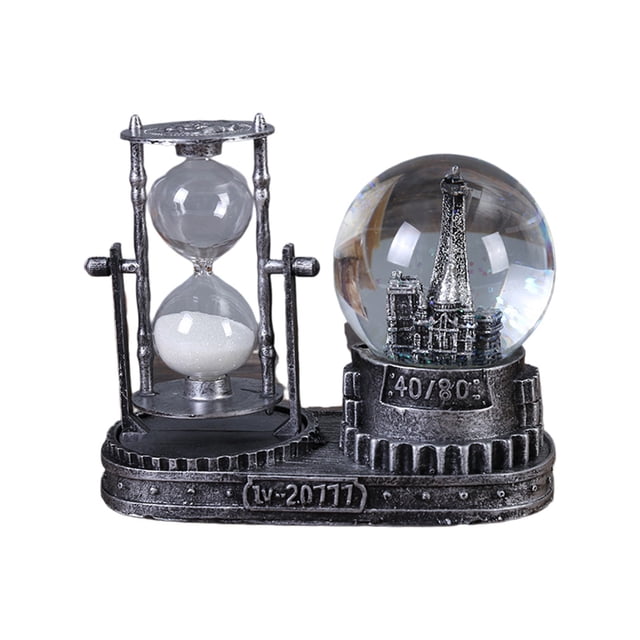 Bolas de nieve de cristal con reloj de arena, torre vintage, decoración navideña para el hogar, sala de estar, dormitorio, estante de 50 ml, gabinete, decoración de escritorio, adornos de 10 ml