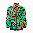 thumbnail image 2 of Neon Leopard Print Vibrant Textile Jacket Men's Street Cool Long Sleeves Coat Personality Tops Oversized Zipper Jackets Male Clothes, 2 of 7